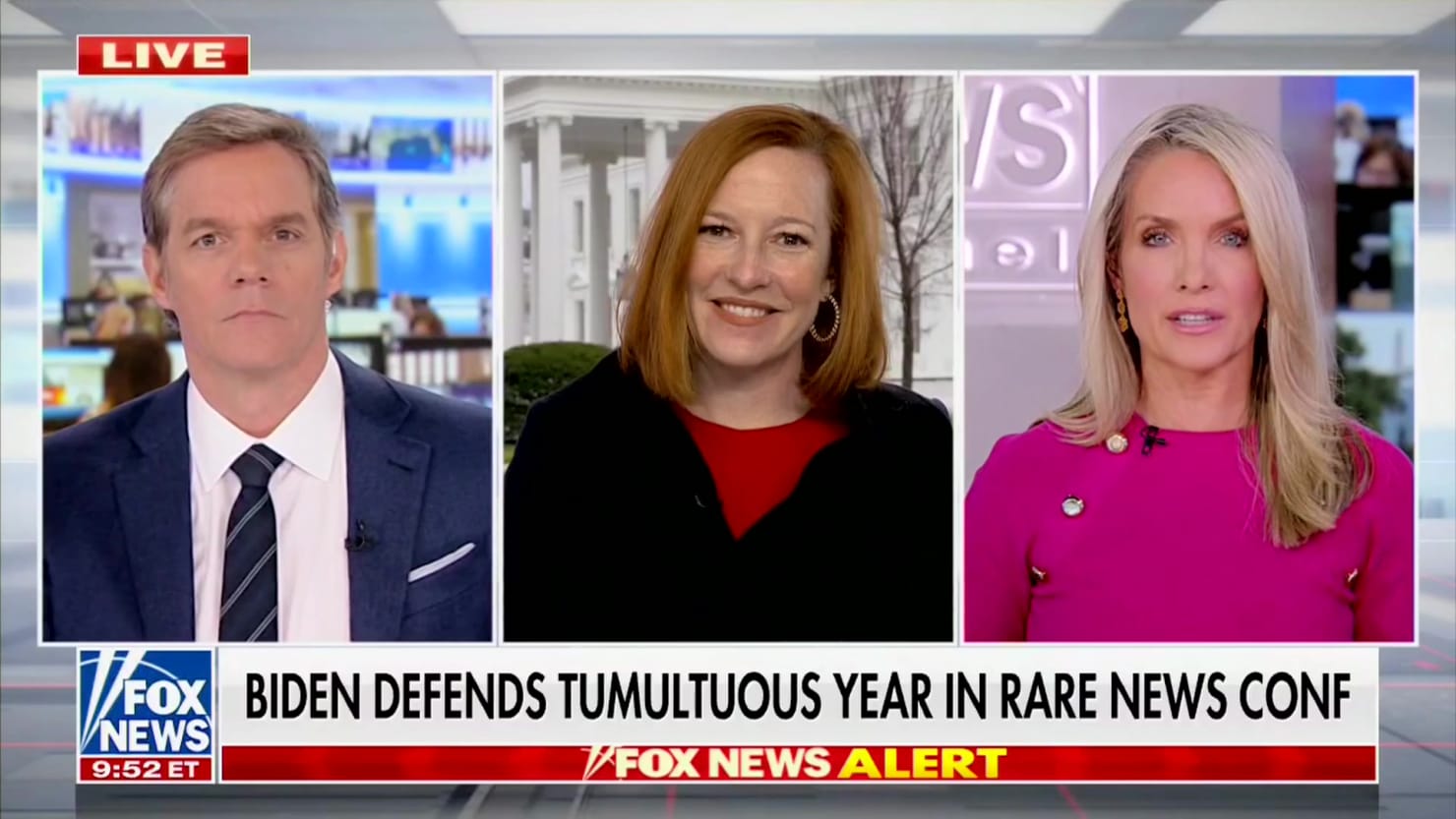 Jen Psaki es todo sonrisas durante una entrevista en Fox News