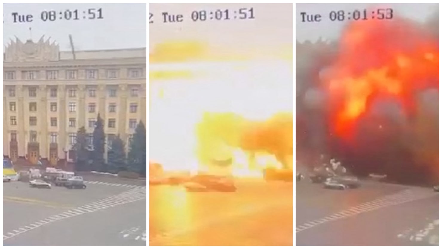 Tropas bielorrusas irrumpen en Ucrania mientras la explosión de una bomba rusa sacude el centro de la ciudad