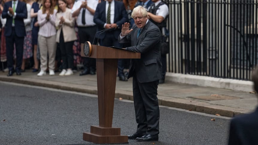Boris Johnson invoca los saltos espaciales y los cohetes propulsores en su último discurso como Primer Ministro