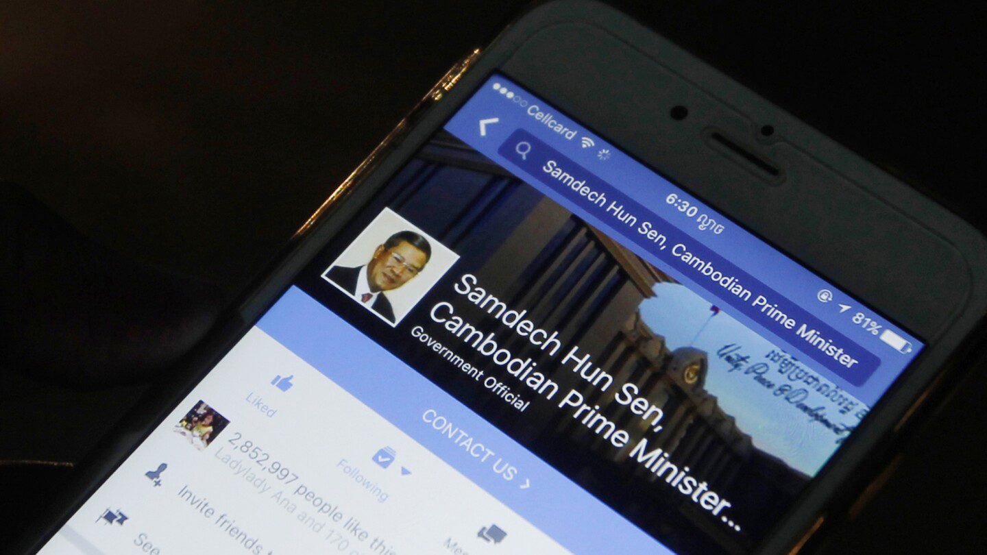 El líder de Camboya regresa a Facebook semanas después de una amarga ruptura con la plataforma